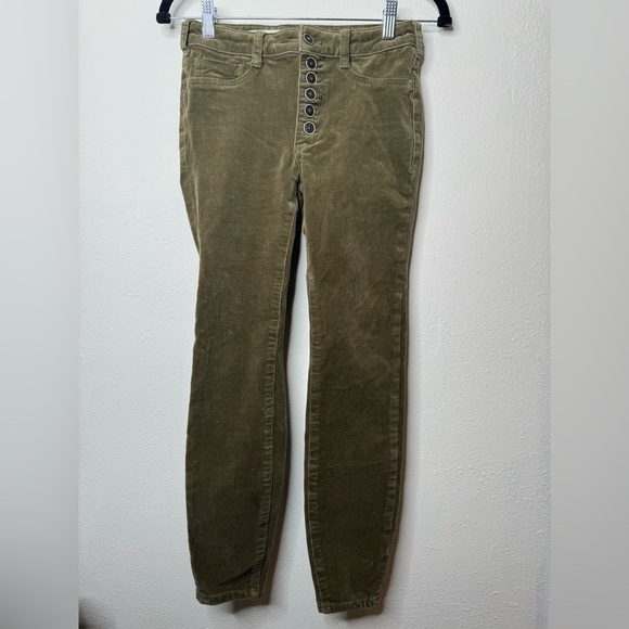 Anthropologie Pilcro and the Letterpress Button Fly Corduroy Pants Olive Green - Picture 2 of 7